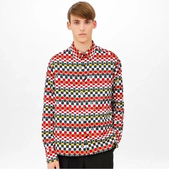 Louis Vuitton Virgil Abloh Shirt Amen Break LV Logo Button Up Mens Size XL Red - Picture 2 of 15